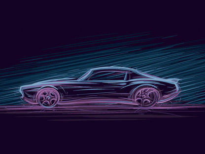 Obraz Wieloczęściowy Neonowy Muscle Car – energetyczna kompozycja do wnętrz loftowych i nowoczesnych 200x150