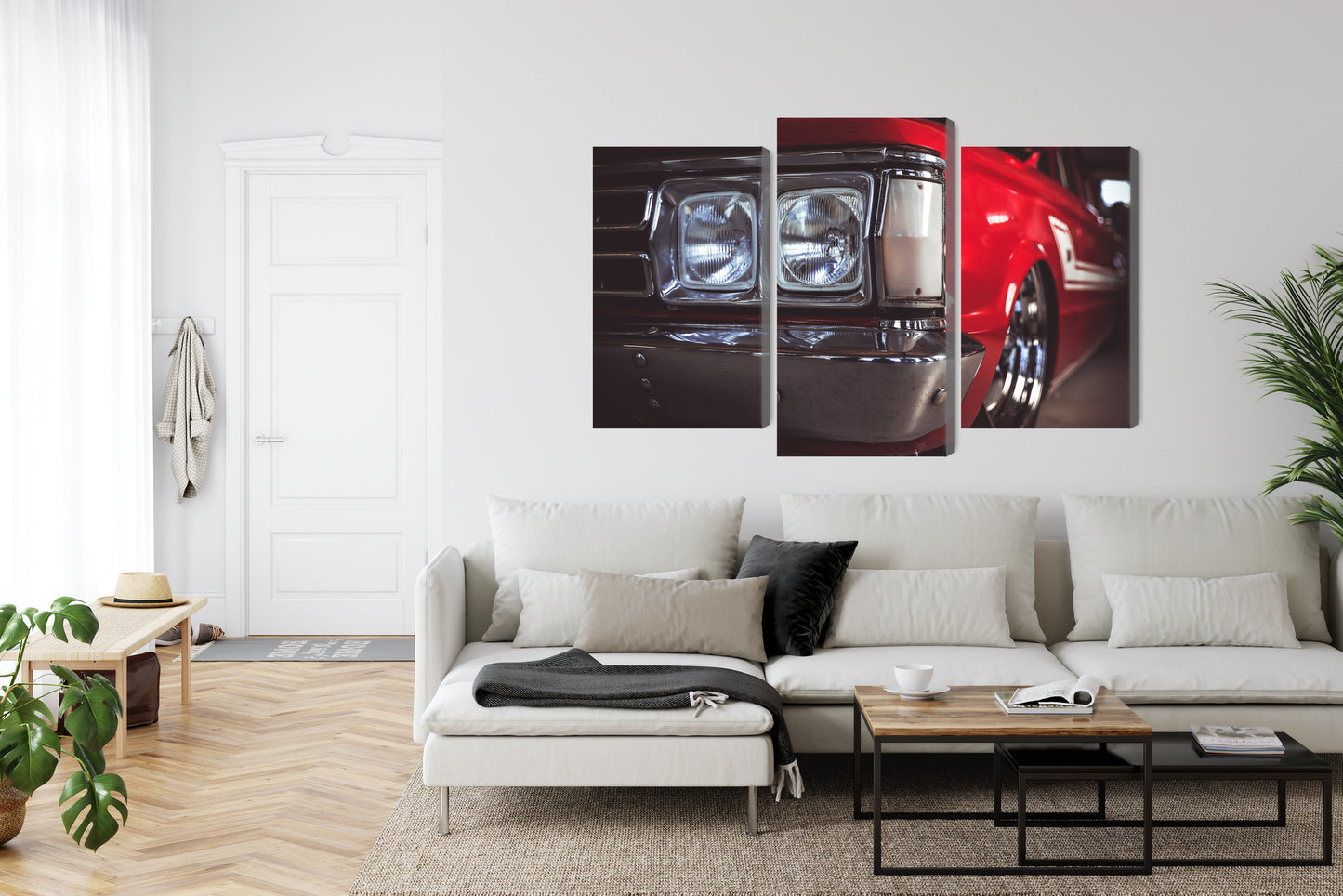 Obraz Wieloczęściowy Reflektor Starego Samochodu – industrialny detal do wnętrz loftowych i vintage – widok 5