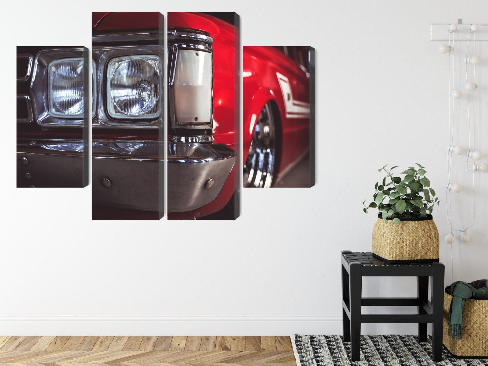 Obraz Wieloczęściowy Reflektor w Starym Samochodzie – retro motoryzacja do wnętrz industrialnych i vintage – widok 7