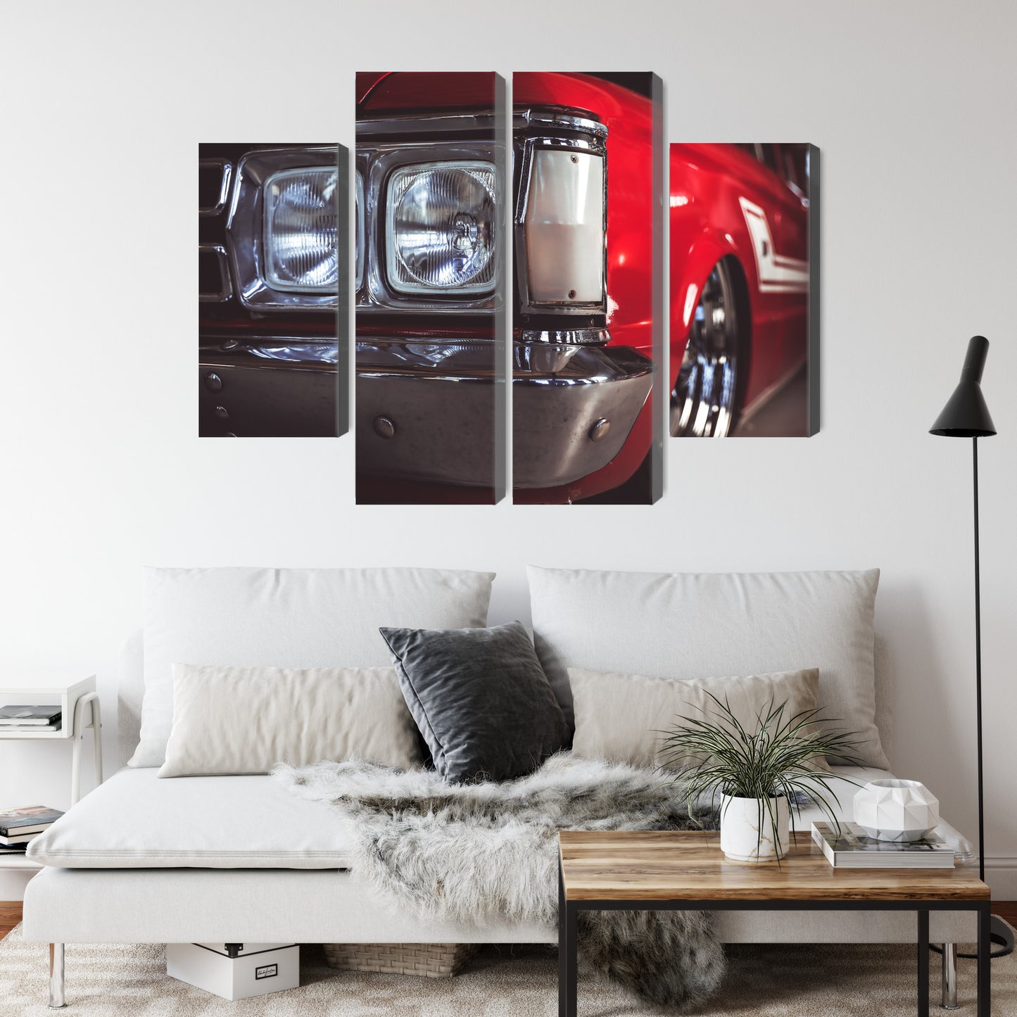 Obraz Wieloczęściowy Reflektor w Starym Samochodzie – retro motoryzacja do wnętrz industrialnych i vintage – widok 3
