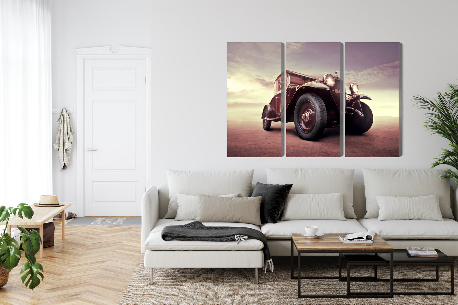 Obraz Wieloczęściowy Klasyczne Auto – Retro Industrialny do wnętrz Loftowych i Klasycznych – widok 5