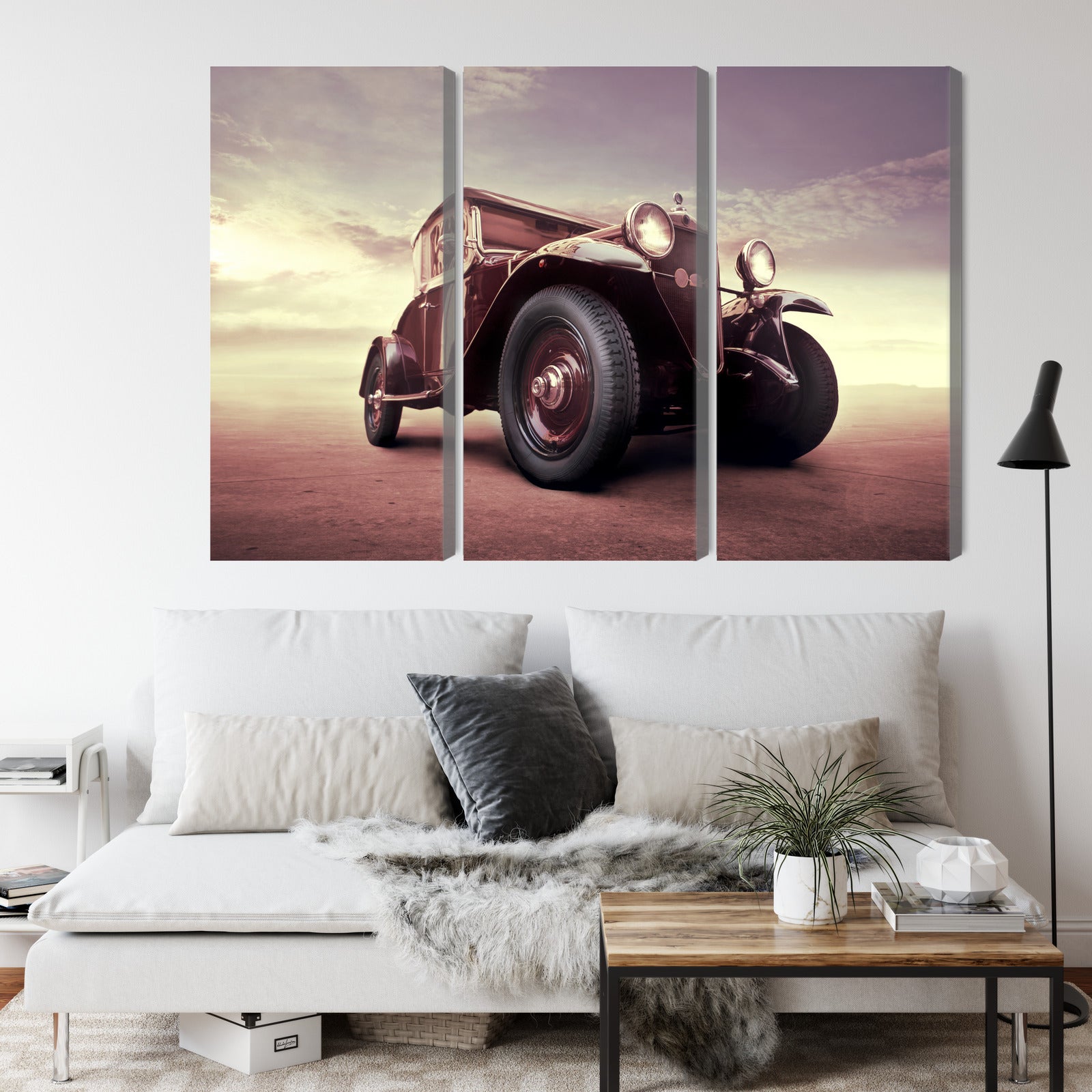 Obraz Wieloczęściowy Klasyczne Auto – Retro Industrialny do wnętrz Loftowych i Klasycznych – widok 3
