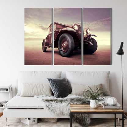 Obraz Wieloczęściowy Klasyczne Auto – Retro Industrialny do wnętrz Loftowych i Klasycznych – widok 3