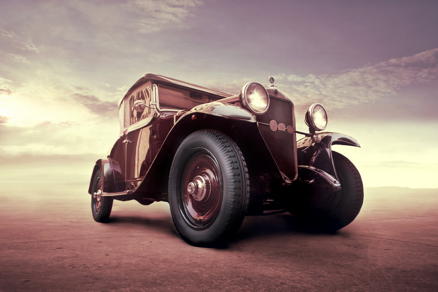 Obraz Wieloczęściowy Klasyczne Auto – Retro Industrialny do wnętrz Loftowych i Klasycznych 180x120