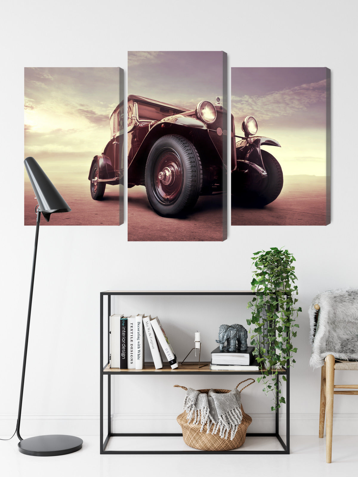 Obraz Wieloczęściowy Zabytkowy Samochód – retro motoryzacja z efektem 3D do wnętrz loftowych i vintage – widok 8