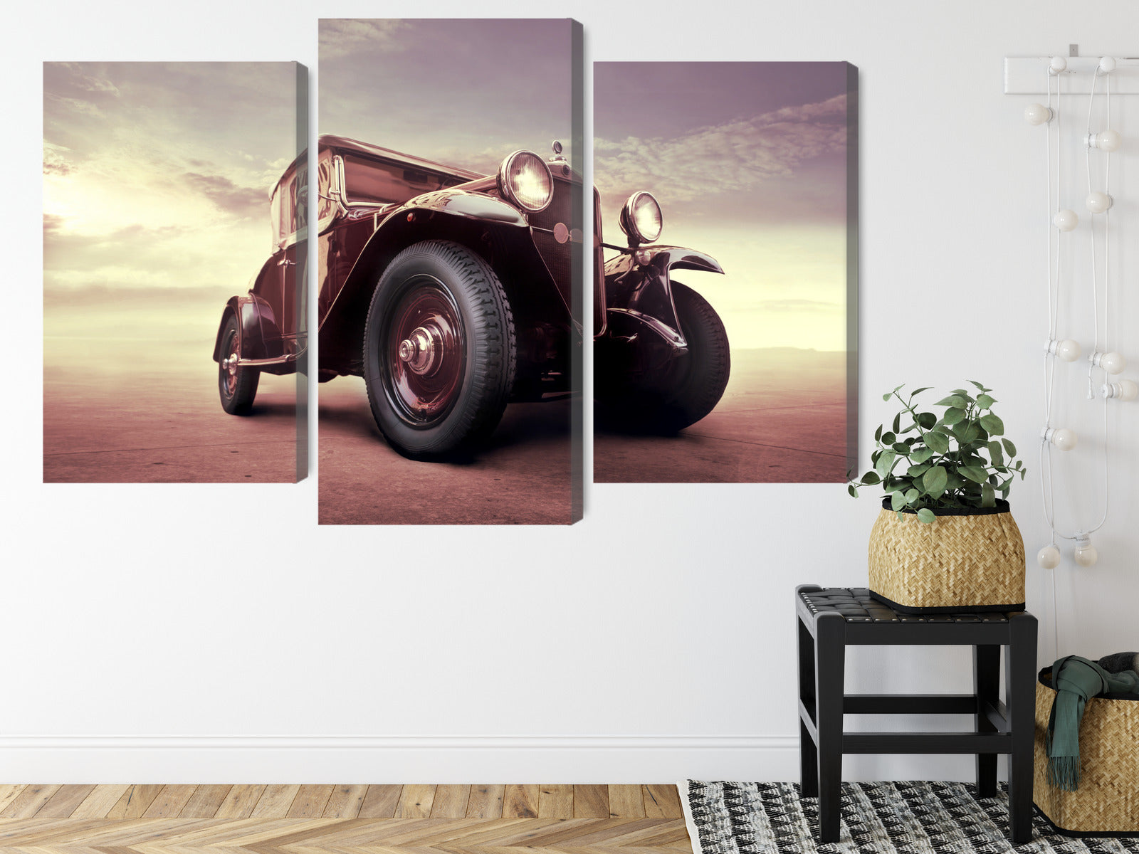 Obraz Wieloczęściowy Zabytkowy Samochód – retro motoryzacja z efektem 3D do wnętrz loftowych i vintage – widok 7