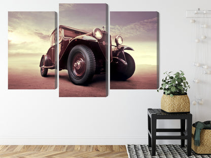 Obraz Wieloczęściowy Zabytkowy Samochód – retro motoryzacja z efektem 3D do wnętrz loftowych i vintage – widok 7