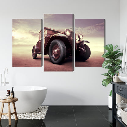 Obraz Wieloczęściowy Zabytkowy Samochód – retro motoryzacja z efektem 3D do wnętrz loftowych i vintage – widok 4