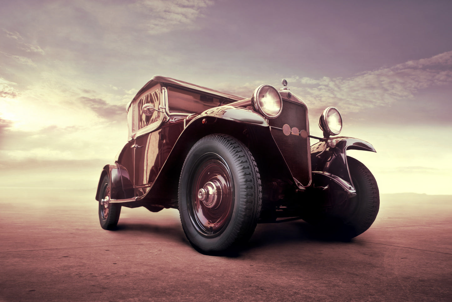 Obraz Wieloczęściowy Zabytkowy Samochód – retro motoryzacja z efektem 3D do wnętrz loftowych i vintage 180x120
