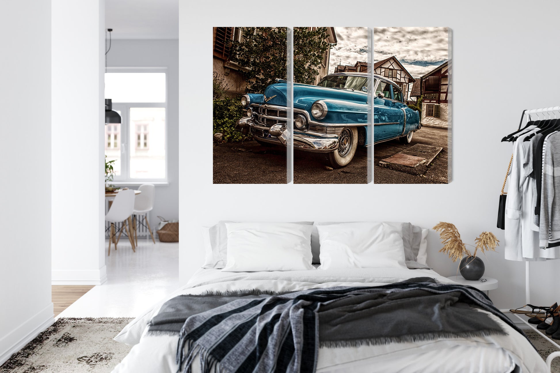 Obraz Wieloczęściowy Niebieski Cadillac Eldorado 1953 – ikona retro do wnętrz Mid-Century Modern i nowoczesnych – widok 6