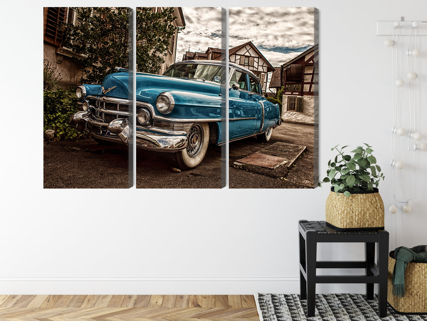 Obraz Wieloczęściowy Niebieski Cadillac Eldorado 1953 – ikona retro do wnętrz Mid-Century Modern i nowoczesnych – widok 7