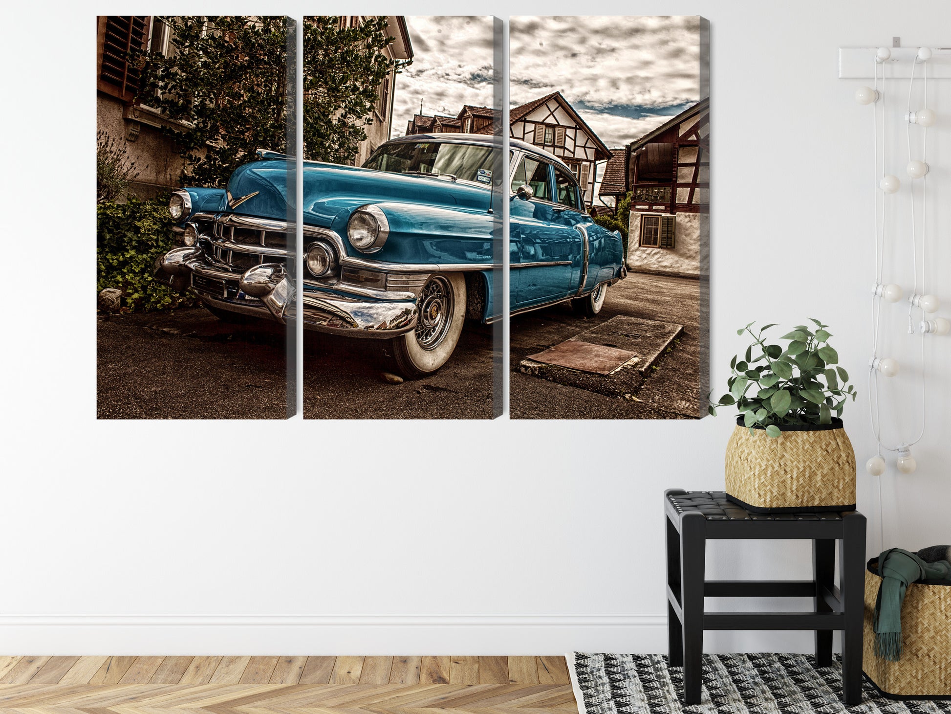 Obraz Wieloczęściowy Niebieski Cadillac Eldorado 1953 – ikona retro do wnętrz Mid-Century Modern i nowoczesnych – widok 7