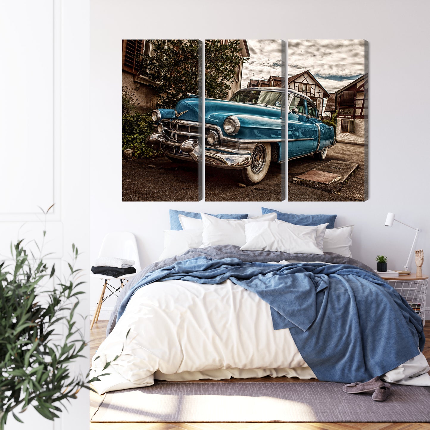Obraz Wieloczęściowy Niebieski Cadillac Eldorado 1953 – ikona retro do wnętrz Mid-Century Modern i nowoczesnych – widok 2