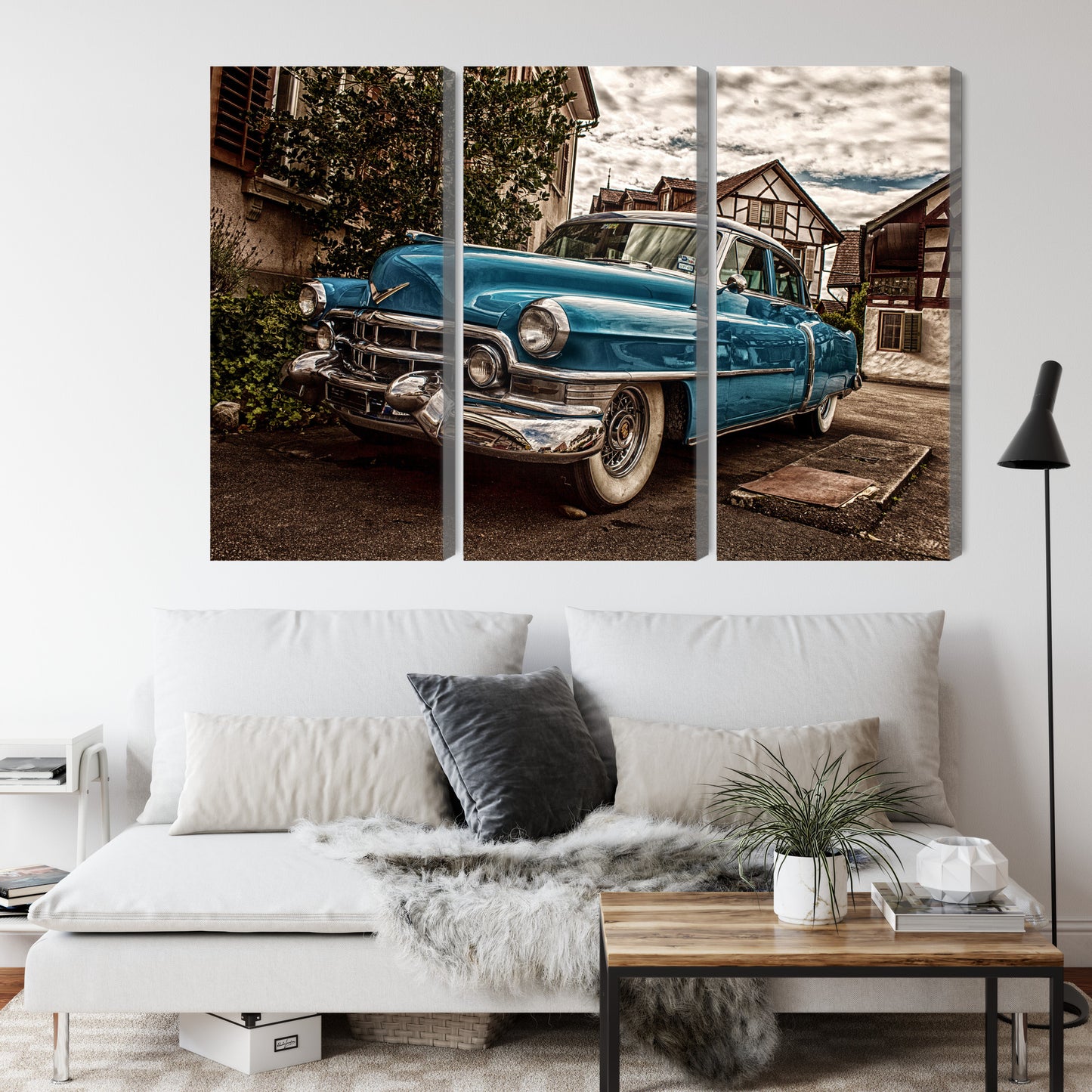 Obraz Wieloczęściowy Niebieski Cadillac Eldorado 1953 – ikona retro do wnętrz Mid-Century Modern i nowoczesnych – widok 3