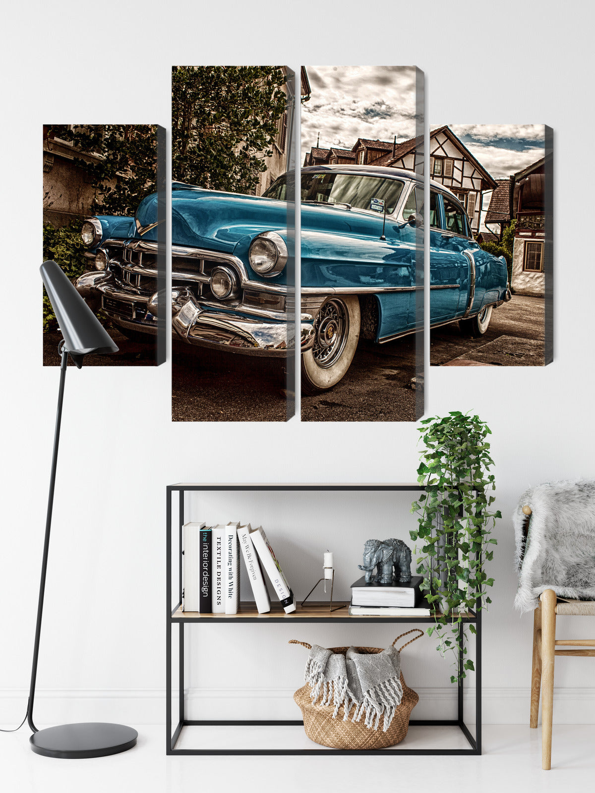 Obraz Wieloczęściowy Niebieski Cadillac Eldorado 1953 – ikona retro do wnętrz Mid-century Modern i Industrialnych – widok 8