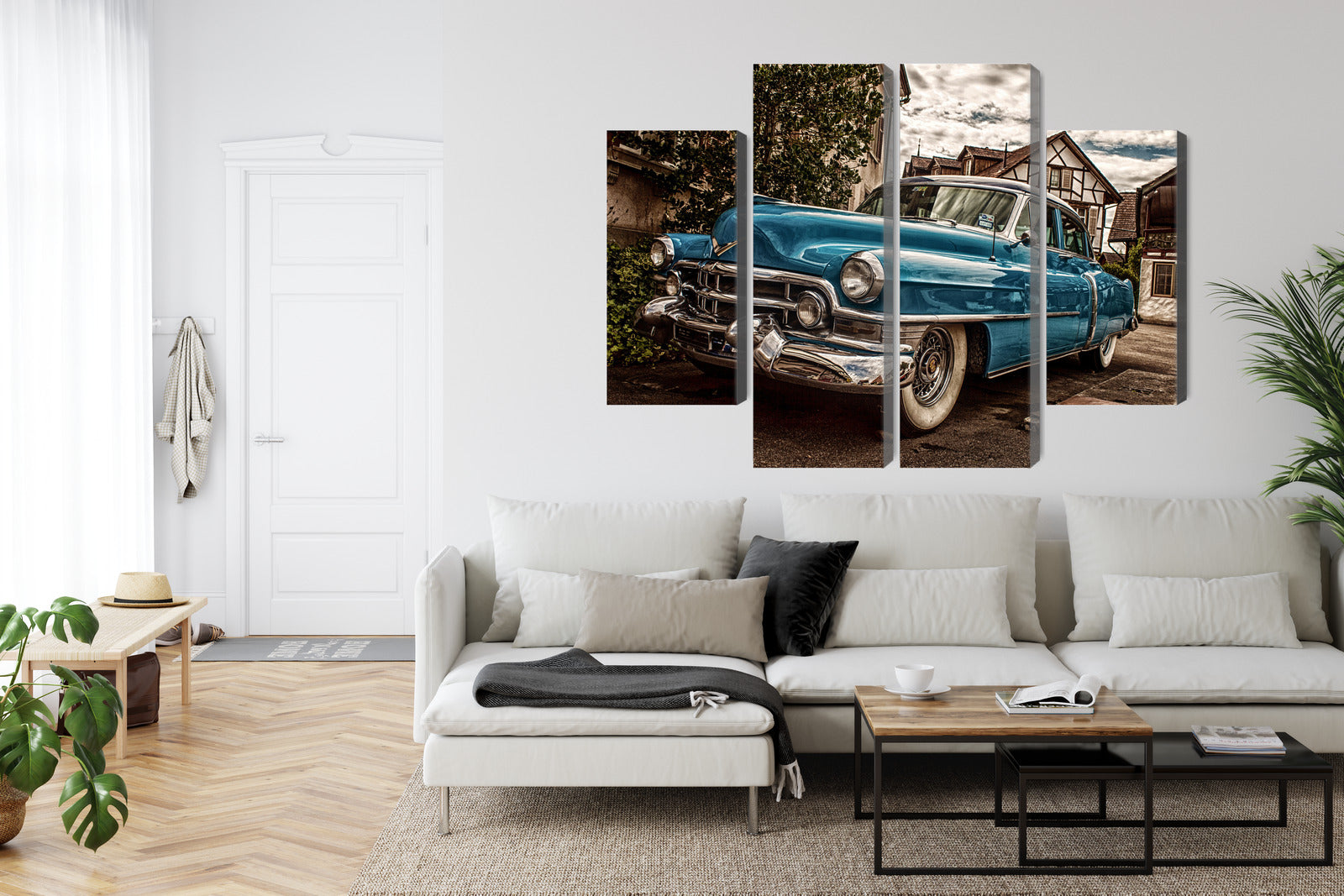 Obraz Wieloczęściowy Niebieski Cadillac Eldorado 1953 – ikona retro do wnętrz Mid-century Modern i Industrialnych – widok 5
