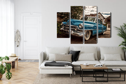 Obraz Wieloczęściowy Niebieski Cadillac Eldorado 1953 – ikona retro do wnętrz Mid-century Modern i Industrialnych – widok 5