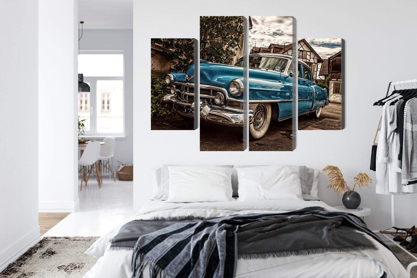 Obraz Wieloczęściowy Niebieski Cadillac Eldorado 1953 – ikona retro do wnętrz Mid-century Modern i Industrialnych – widok 6