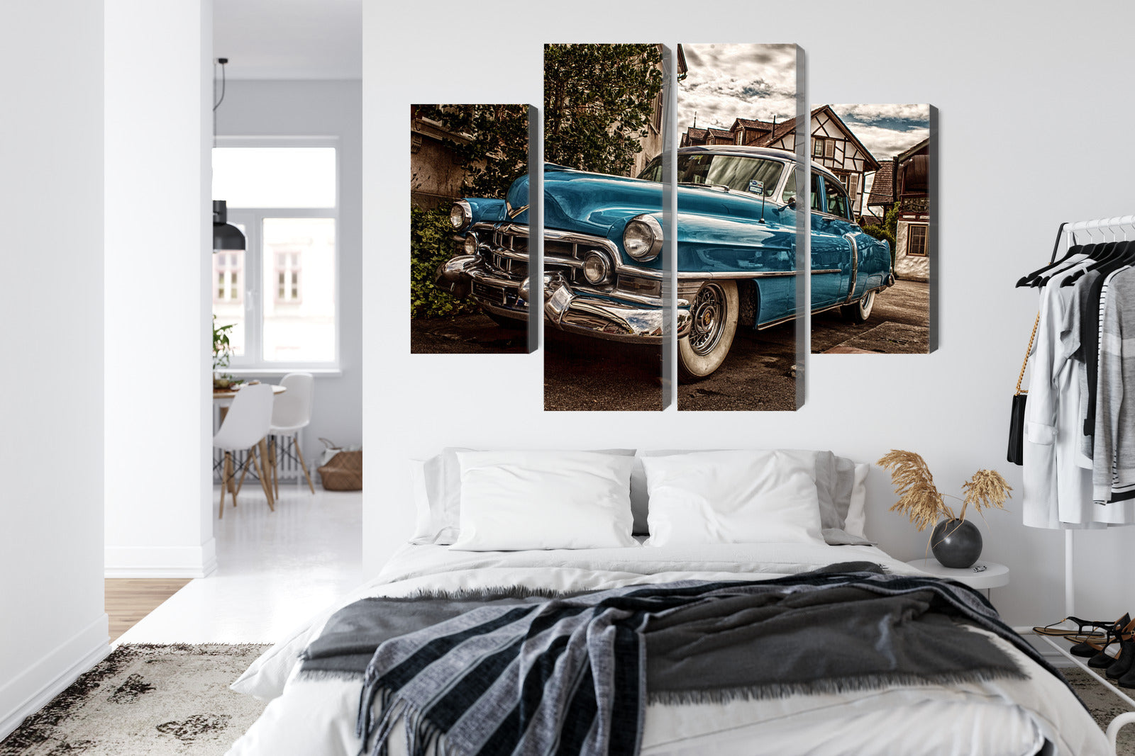 Obraz Wieloczęściowy Niebieski Cadillac Eldorado 1953 – ikona retro do wnętrz Mid-century Modern i Industrialnych – widok 6
