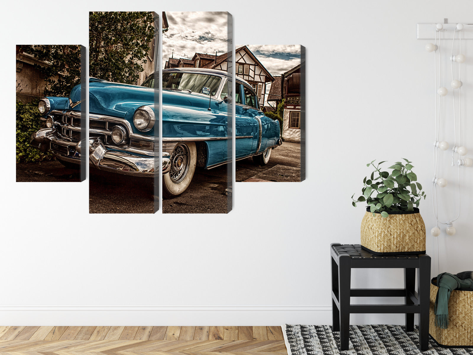 Obraz Wieloczęściowy Niebieski Cadillac Eldorado 1953 – ikona retro do wnętrz Mid-century Modern i Industrialnych – widok 7