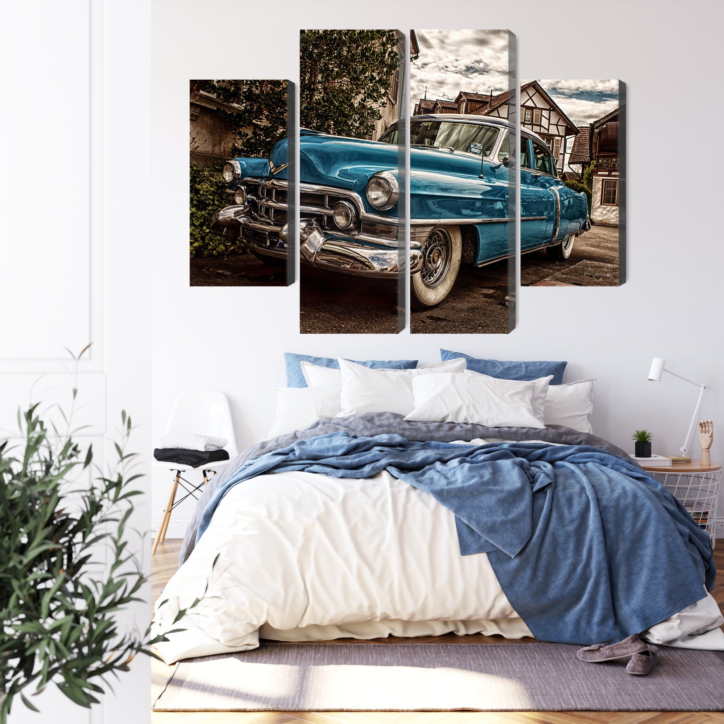 Obraz Wieloczęściowy Niebieski Cadillac Eldorado 1953 – ikona retro do wnętrz Mid-century Modern i Industrialnych – widok 2