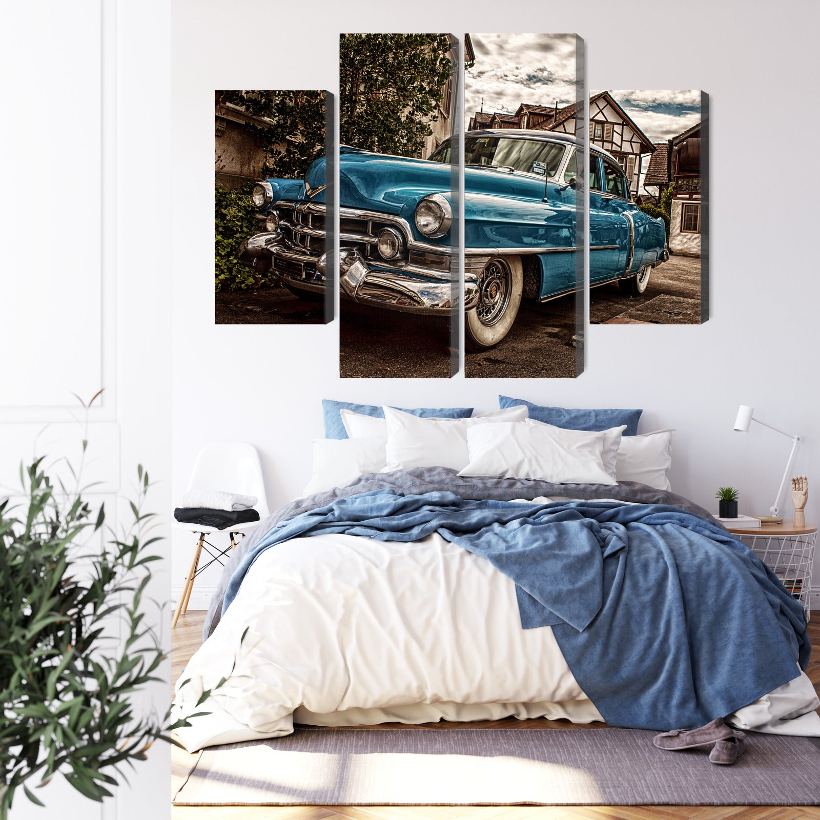 Obraz Wieloczęściowy Niebieski Cadillac Eldorado 1953 – ikona retro do wnętrz Mid-century Modern i Industrialnych – widok 2