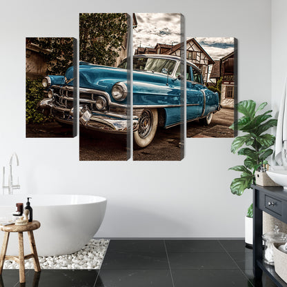 Obraz Wieloczęściowy Niebieski Cadillac Eldorado 1953 – ikona retro do wnętrz Mid-century Modern i Industrialnych – widok 4