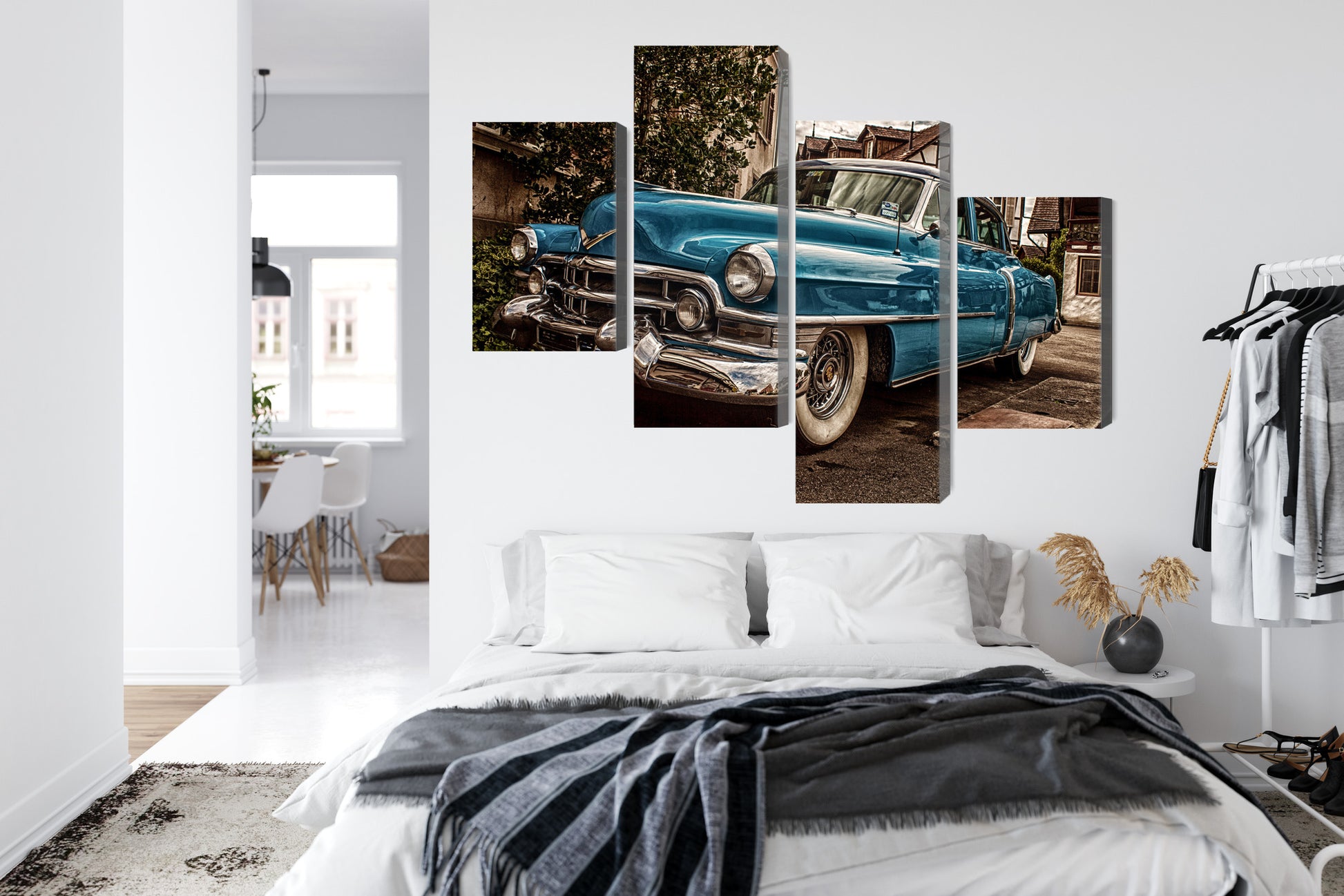 Obraz Wieloczęściowy Niebieski Cadillac Eldorado 1953 – ikona motoryzacji do wnętrz retro, nowoczesnych i industrialnych – widok 6