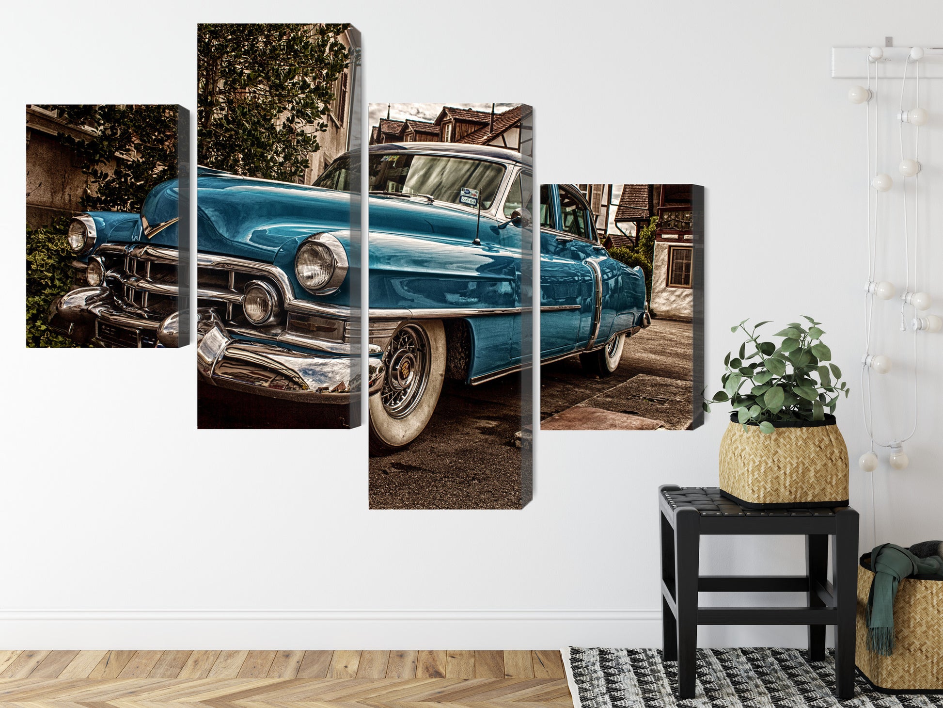 Obraz Wieloczęściowy Niebieski Cadillac Eldorado 1953 – ikona motoryzacji do wnętrz retro, nowoczesnych i industrialnych – widok 7