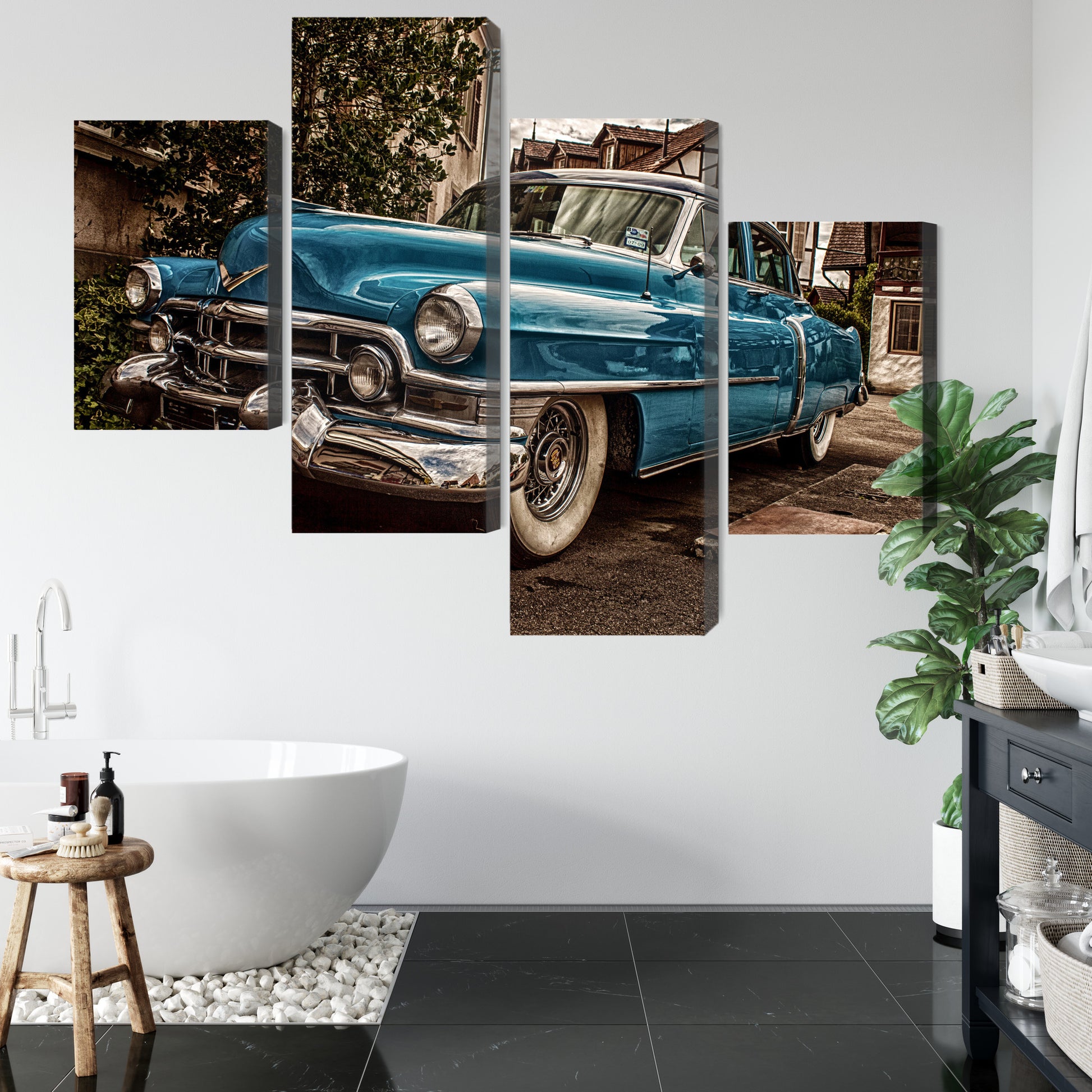 Obraz Wieloczęściowy Niebieski Cadillac Eldorado 1953 – ikona motoryzacji do wnętrz retro, nowoczesnych i industrialnych – widok 4