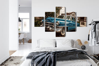 Obraz Wieloczęściowy Klasyczny Niebieski Cadillac Eldorado – ikona vintage do wnętrz retro, industrialnych i nowoczesnych – widok 6