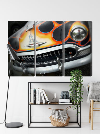Obraz Wieloczęściowy Hot Rod z Płomieniami – dynamiczny, motoryzacyjny do wnętrz industrialnych i loftowych – widok 8