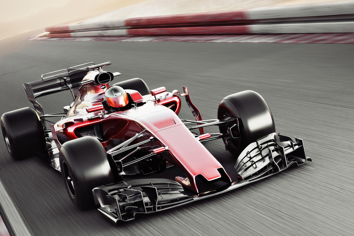 Obraz Wieloczęściowy Samochód F1 Na Torze – dynamiczna scena wyścigowa do wnętrz nowoczesnych i industrialnych 180x120