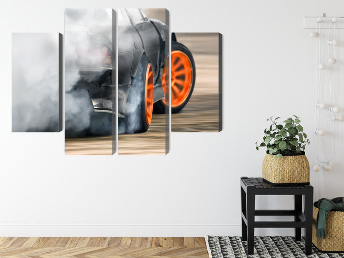 Obraz Wieloczęściowy Samochód w Drifcie – dynamiczny obraz motoryzacyjny do wnętrz industrialnych i nowoczesnych – widok 7