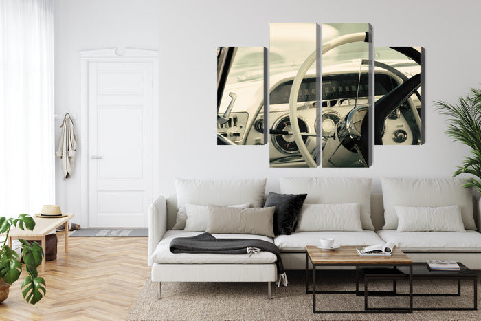 Obraz Wieloczęściowy Wnętrze Amerykańskiego Klasyka – retro elegancja do wnętrz industrialnych, vintage i nowoczesnych – widok 5