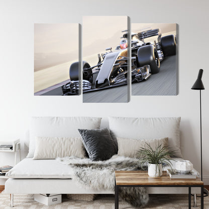 Obraz Wieloczęściowy Samochód F1 – sportowa dynamika do wnętrz nowoczesnych, industrialnych, męskich – widok 3