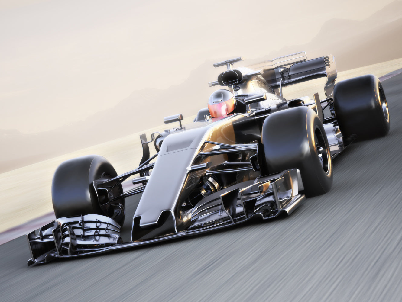 Obraz Wieloczęściowy Samochód F1 na Torze – dynamiczna panorama do wnętrz nowoczesnych i sportowych 200x150