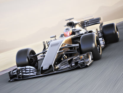 Obraz Wieloczęściowy Samochód F1 na Torze – dynamiczna panorama do wnętrz nowoczesnych i sportowych 200x150