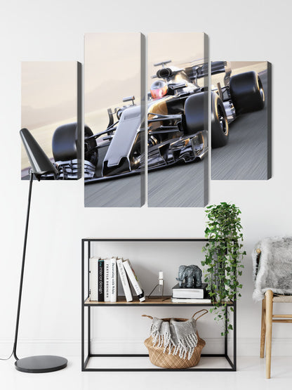 Obraz Wieloczęściowy Samochód F1 na Torze – dynamiczna panorama do wnętrz nowoczesnych i sportowych – widok 8