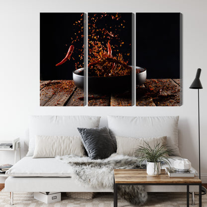 Obraz Wieloczęściowy Pieprz Cayenne – dynamiczna kompozycja do nowoczesnych, minimalistycznych i industrialnych wnętrz – widok 3