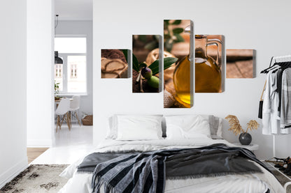 Obraz Wieloczęściowy Butelka Oliwy z Oliwek – naturalny akcent do wnętrz rustykalnych i śródziemnomorskich – widok 6