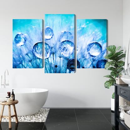 Obraz Wieloczęściowy Krople Rosy na Mniszku – Delikatna Natura do wnętrz skandynawskich, minimalistycznych i japandi – widok 4