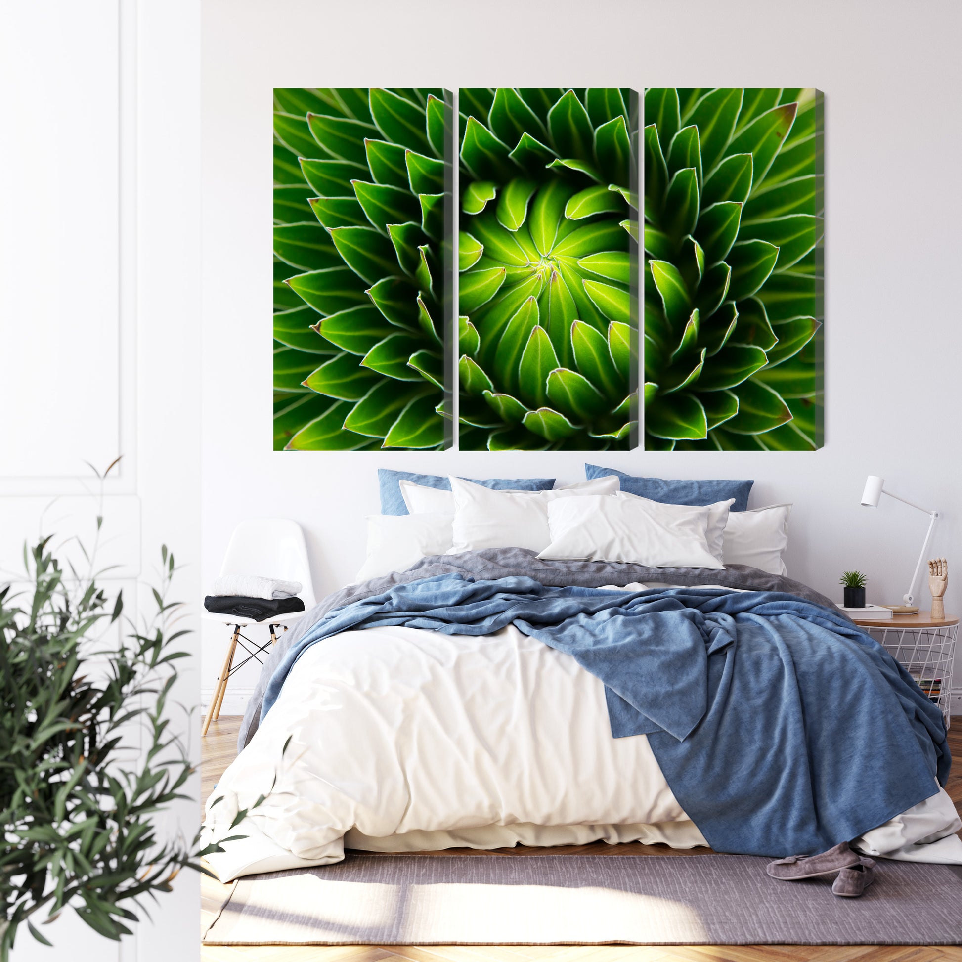 Obraz Wieloczęściowy Zielona Roślina Makro – Botaniczny spokój do wnętrz biophilic i Scandi Boho – widok 2