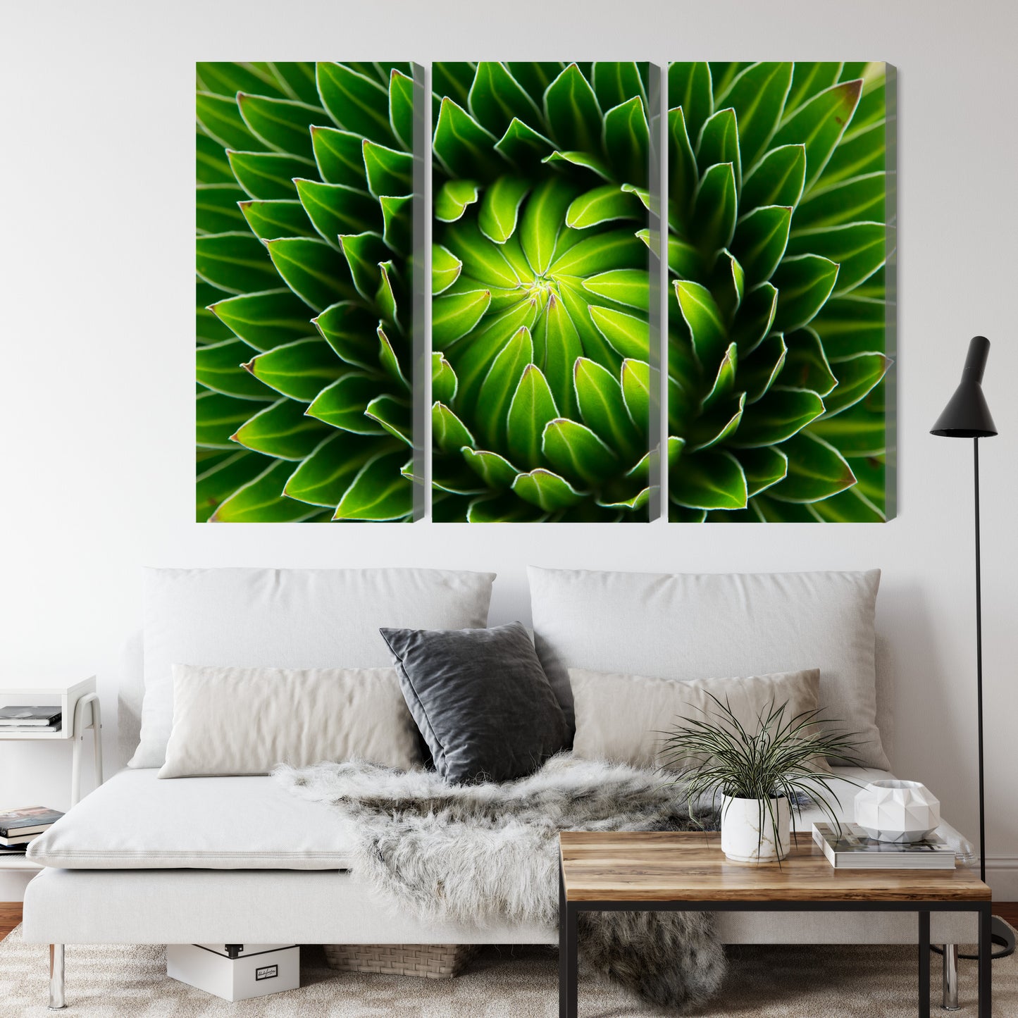 Obraz Wieloczęściowy Zielona Roślina Makro – Botaniczny spokój do wnętrz biophilic i Scandi Boho – widok 3