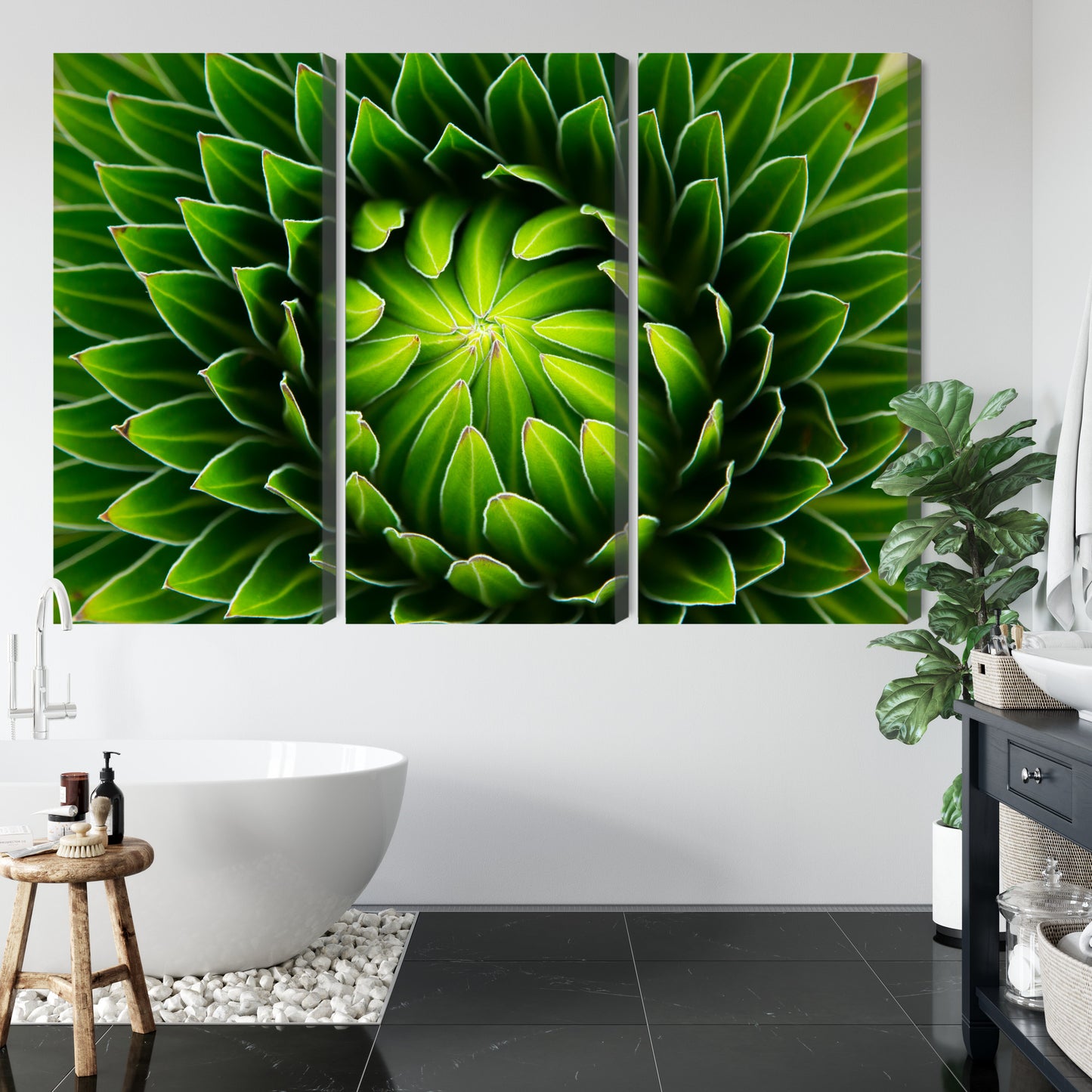 Obraz Wieloczęściowy Zielona Roślina Makro – Botaniczny spokój do wnętrz biophilic i Scandi Boho – widok 4