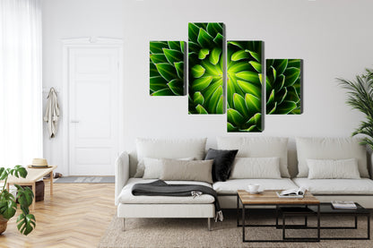 Obraz Wieloczęściowy Zielone Liście Makro – kojąca natura do wnętrz skandynawskich, minimalistycznych i boho – widok 5