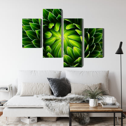 Obraz Wieloczęściowy Zielone Liście Makro – kojąca natura do wnętrz skandynawskich, minimalistycznych i boho – widok 3
