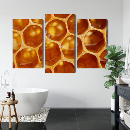 Obraz Wieloczęściowy Plaster Miodu – złota geometria natury do wnętrz nowoczesnych, naturalnych i boho – widok 4