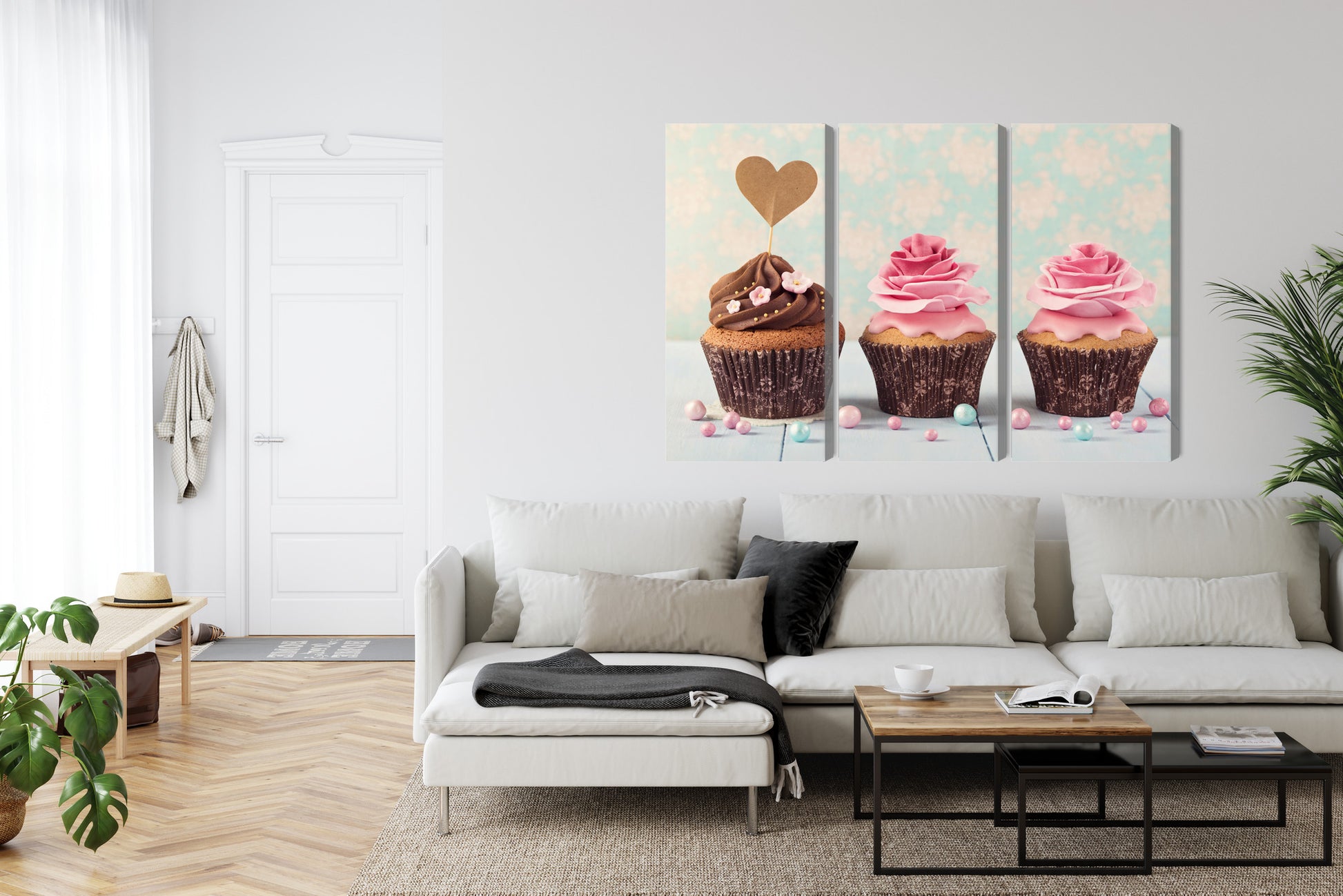 Obraz Wieloczęściowy Babeczki Ze Śmietaną – słodki urok do wnętrz Shabby Chic, Prowansja, klasycznych – widok 5
