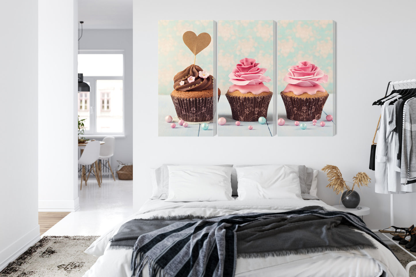 Obraz Wieloczęściowy Babeczki Ze Śmietaną – słodki urok do wnętrz Shabby Chic, Prowansja, klasycznych – widok 6